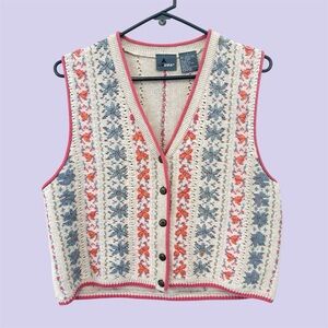90s vintage Liz wear embroidered sweater vest